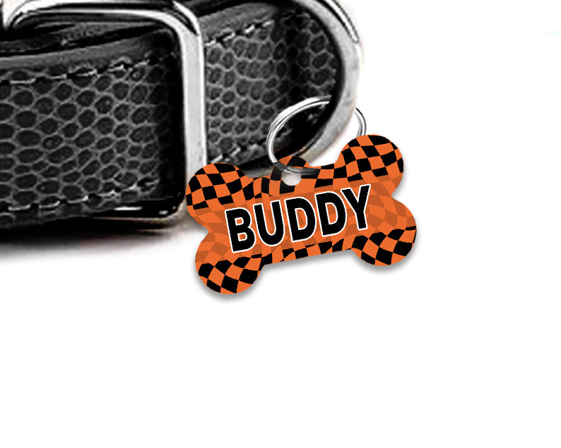 Pet ID Tag | Halloween Spooky Checkers